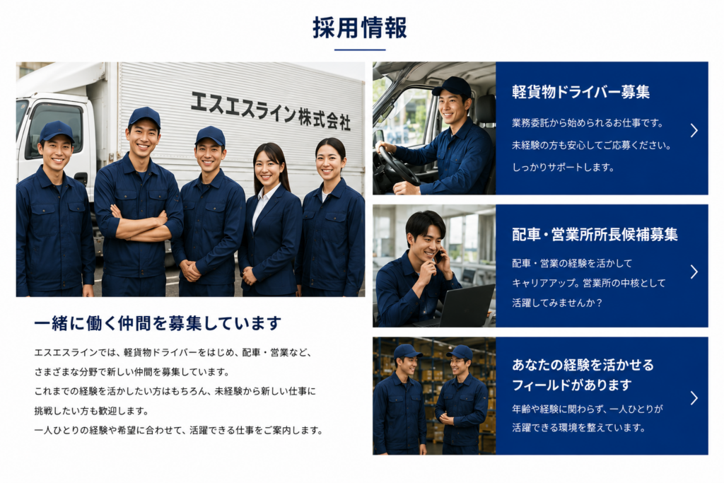 エスエスライン株式会社の採用情報をイメージした配送スタッフ
